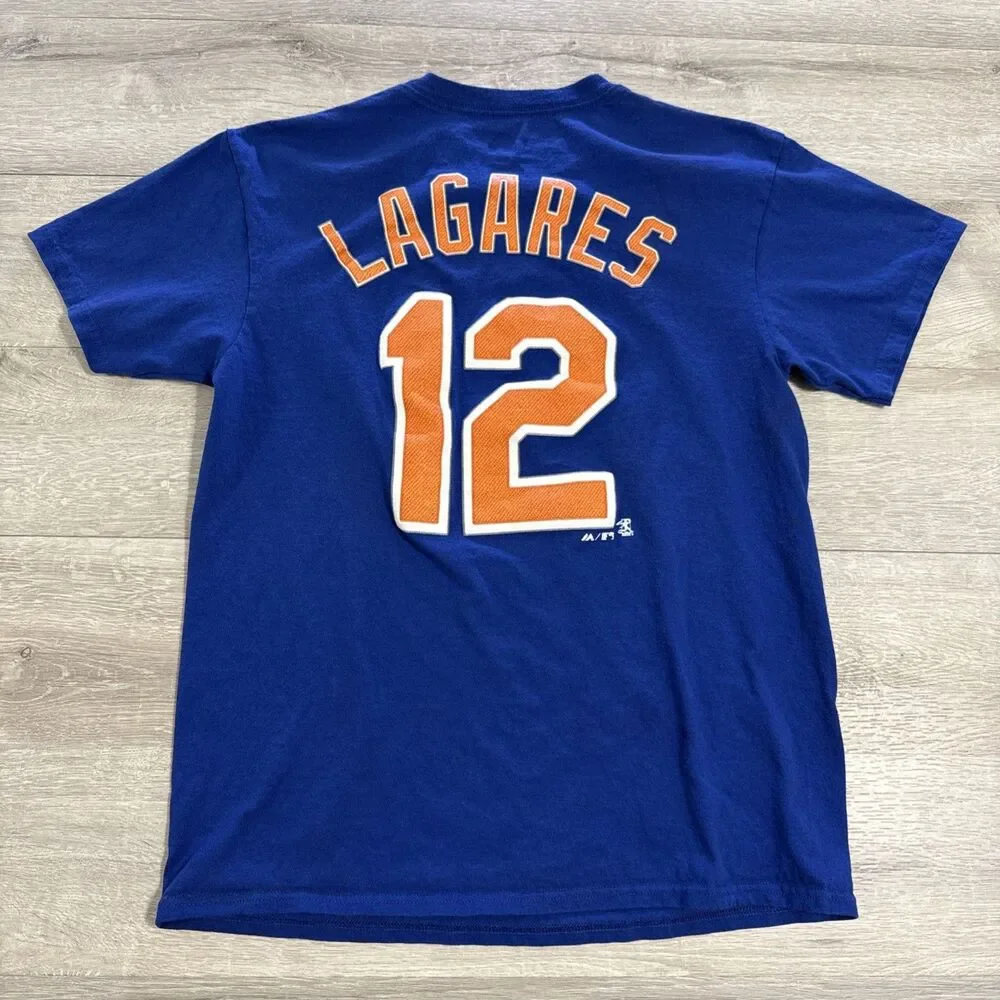 Juan Lagares Shirt New York Mets Baseball Majestic Men’s Blue Tee M